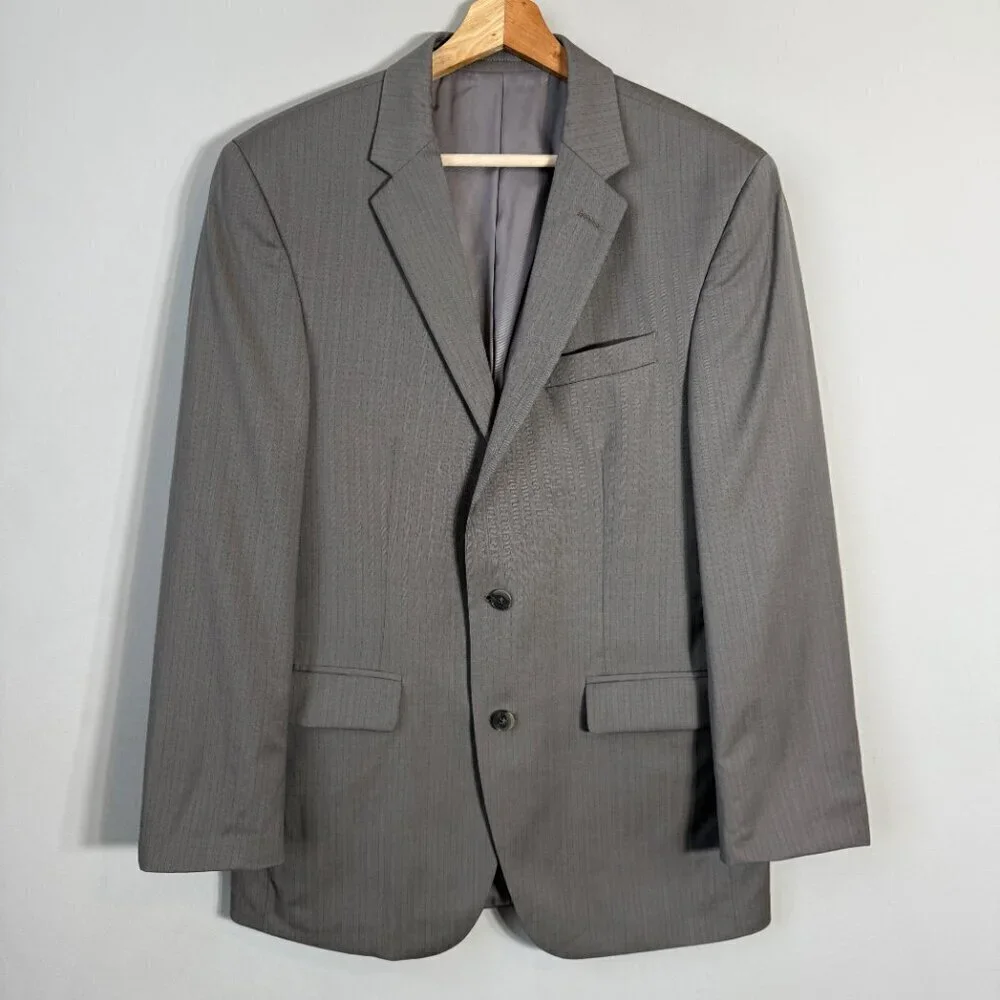 Kenneth Cole New York Striped Wool Sport Coat Dinner Jacket Blazer Men's 40R Tan